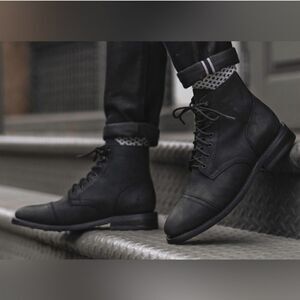 Thursday Boot Company Handcrafted Captain Black Leather Lace-up Boot Sz 7 Wide